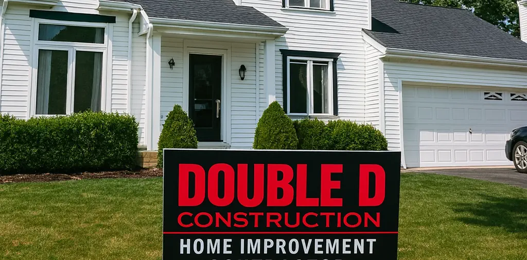 Double D Construction craftsmen working on a Central NJ home exterior