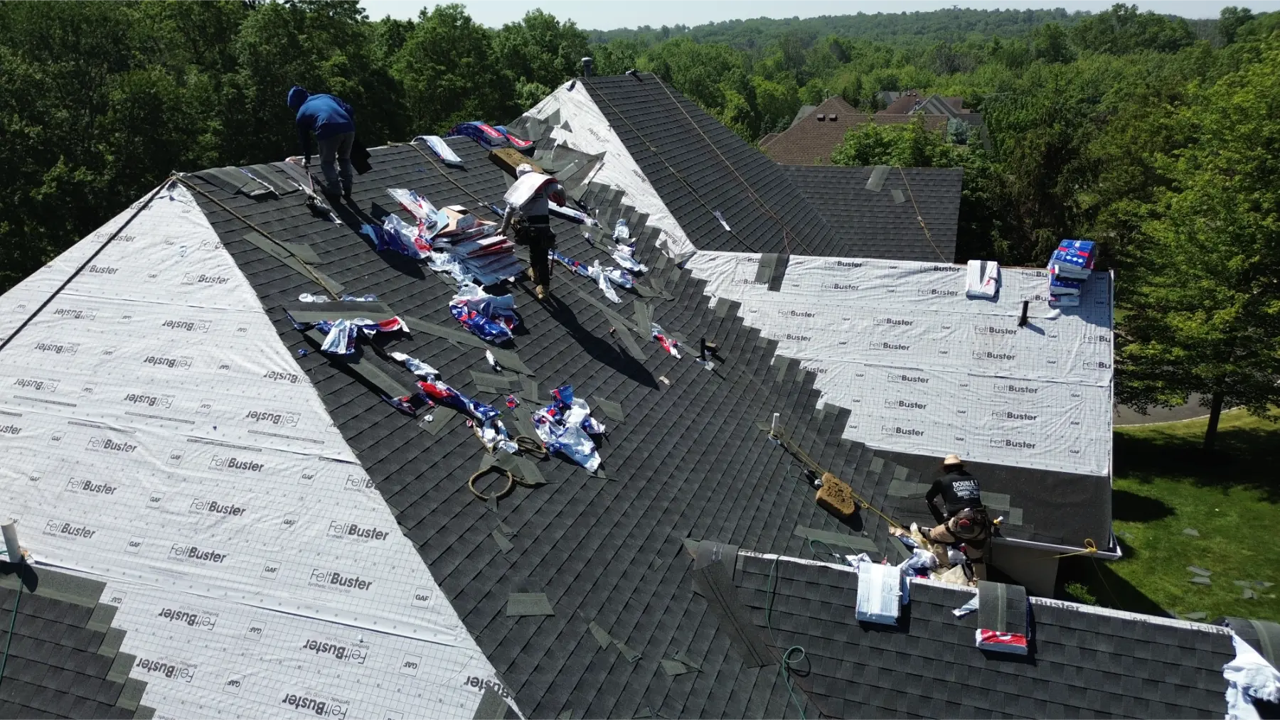 Aerial View: Professional Roof Installation